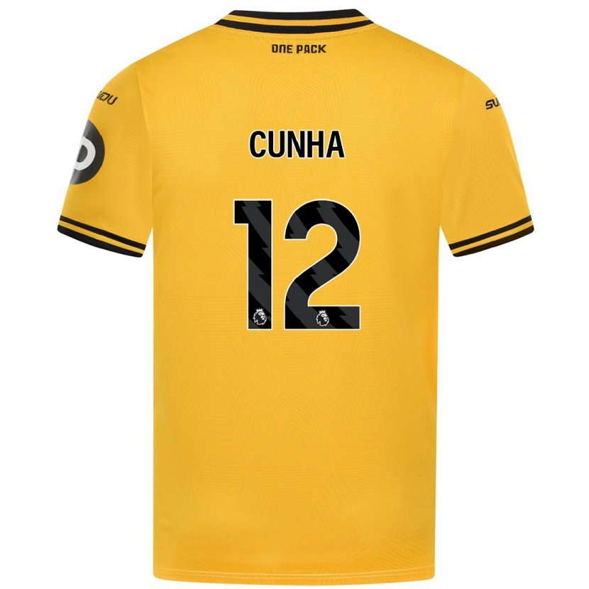 Danxen Kinderen Matheus Cunha #12 Geel Thuisshirt Thuistenue 2024/25 T-Shirt