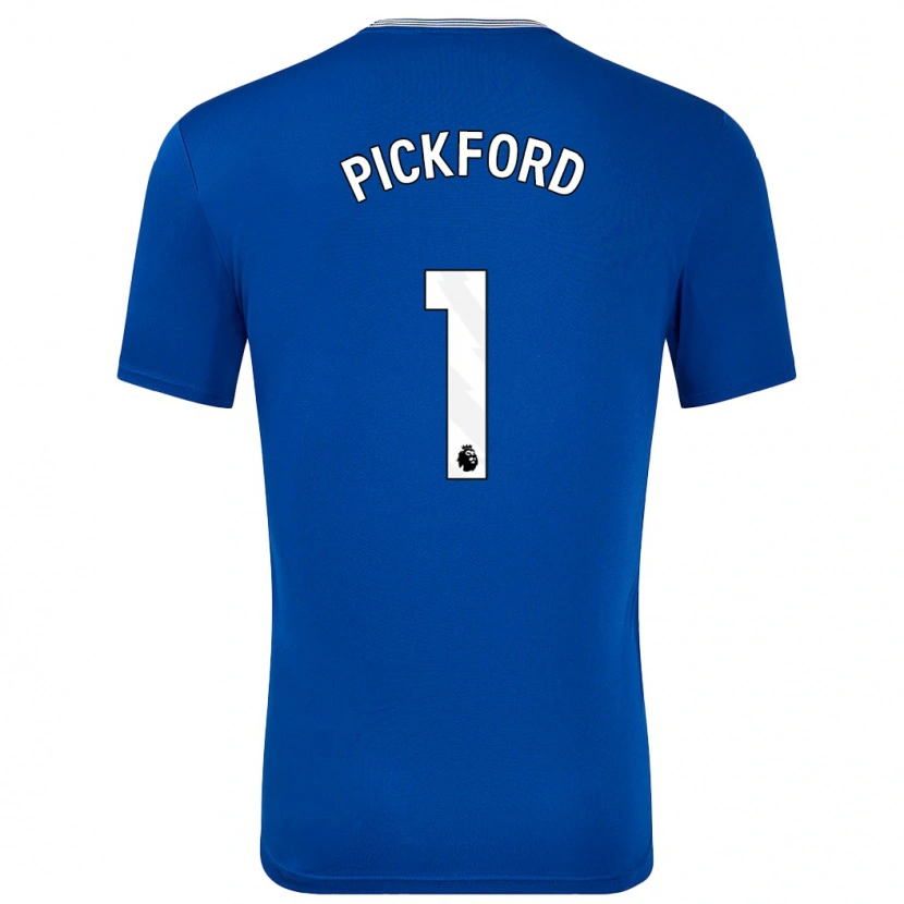 Danxen Kinderen Jordan Pickford #1 Blauw Met Thuisshirt Thuistenue 2024/25 T-Shirt