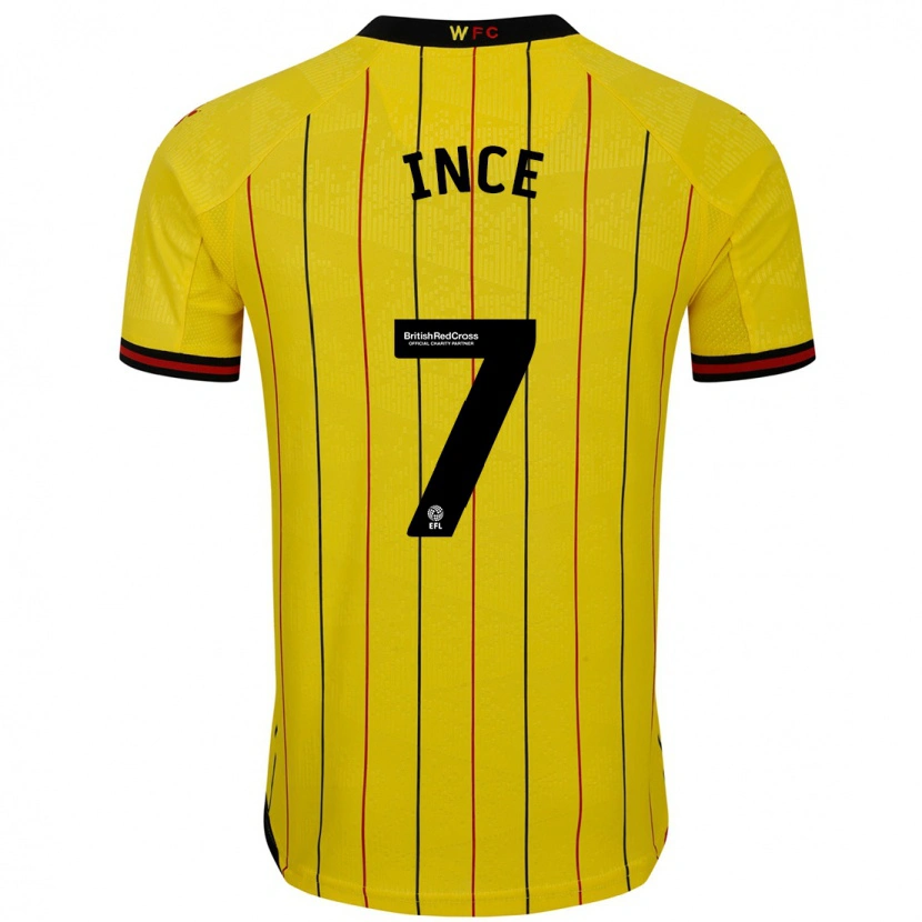 Danxen Kinderen Tom Ince #7 Geel Zwart Thuisshirt Thuistenue 2024/25 T-Shirt