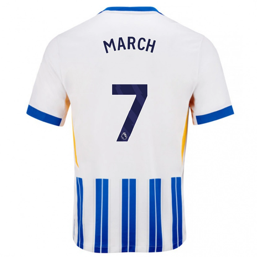 Danxen Kinderen Solly March #7 Wit Blauwe Krijtstrepen Thuisshirt Thuistenue 2024/25 T-Shirt