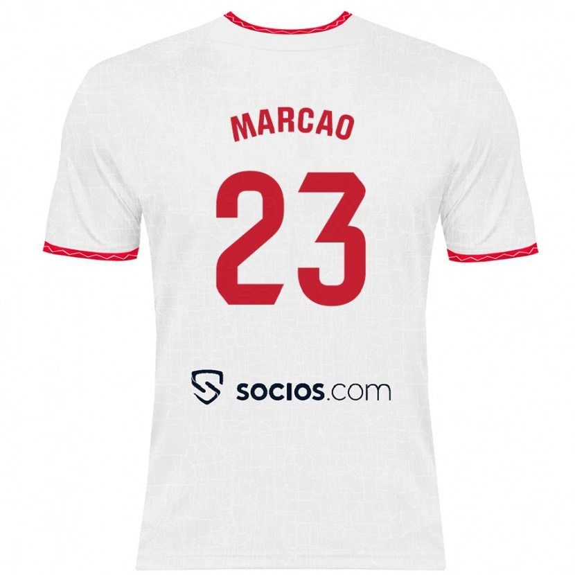 Danxen Kinderen Marcão #23 Wit Rood Thuisshirt Thuistenue 2024/25 T-Shirt