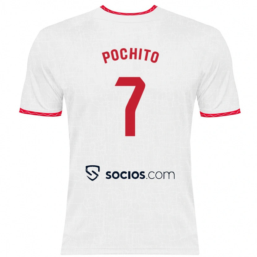 Danxen Kinderen Pochito #7 Wit Rood Thuisshirt Thuistenue 2024/25 T-Shirt