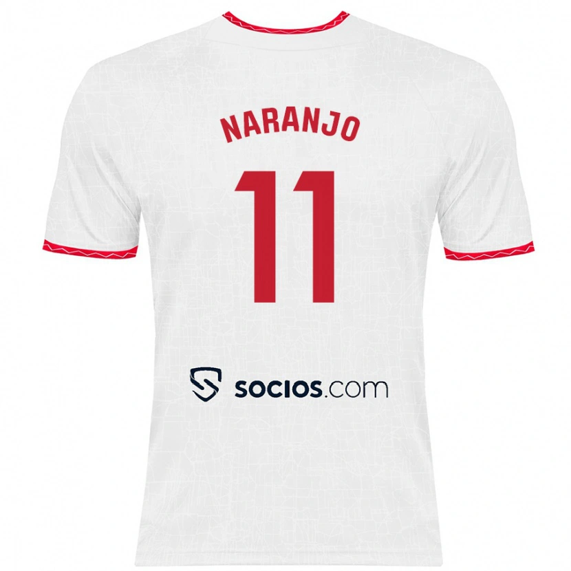 Danxen Kinderen Mario Naranjo #11 Wit Rood Thuisshirt Thuistenue 2024/25 T-Shirt