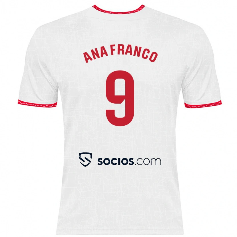 Danxen Kinderen Ana Franco De La Vega #9 Wit Rood Thuisshirt Thuistenue 2024/25 T-Shirt