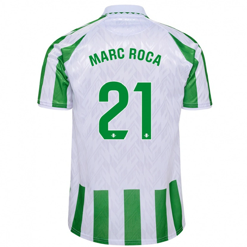 Danxen Kinderen Marc Roca #21 Groen Witte Strepen Thuisshirt Thuistenue 2024/25 T-Shirt