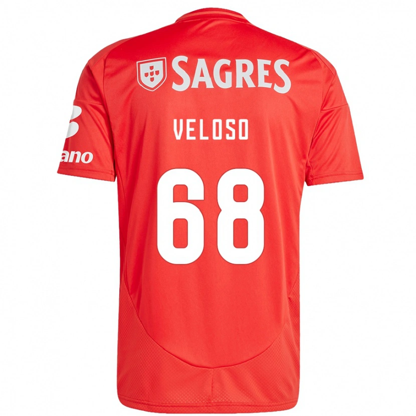 Danxen Kinderen João Veloso #68 Rood Wit Thuisshirt Thuistenue 2024/25 T-Shirt