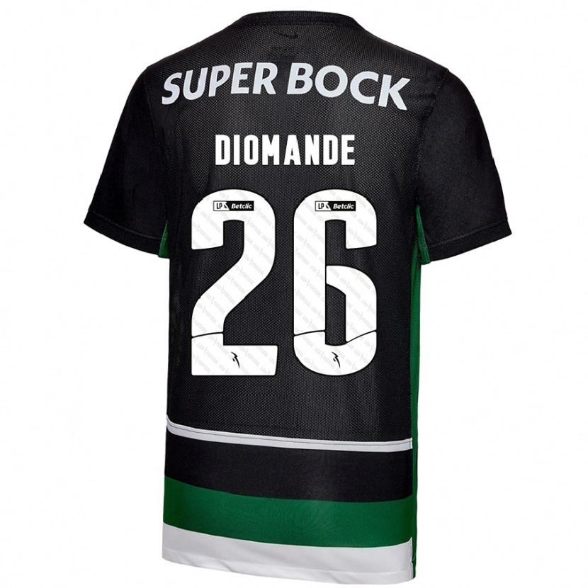 Danxen Kinderen Ousmane Diomande #26 Zwart Wit Groen Thuisshirt Thuistenue 2024/25 T-Shirt