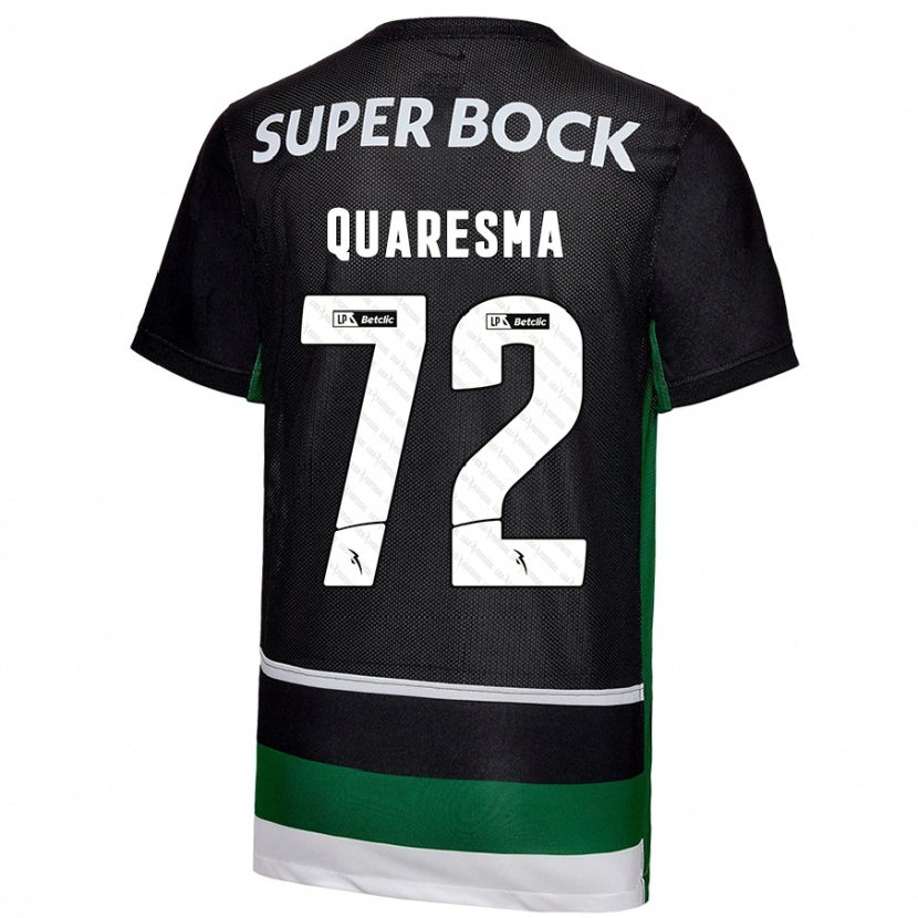 Danxen Kinderen Eduardo Quaresma #72 Zwart Wit Groen Thuisshirt Thuistenue 2024/25 T-Shirt