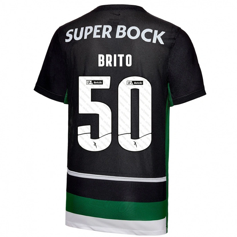 Danxen Kinderen Alexandre Brito #50 Zwart Wit Groen Thuisshirt Thuistenue 2024/25 T-Shirt