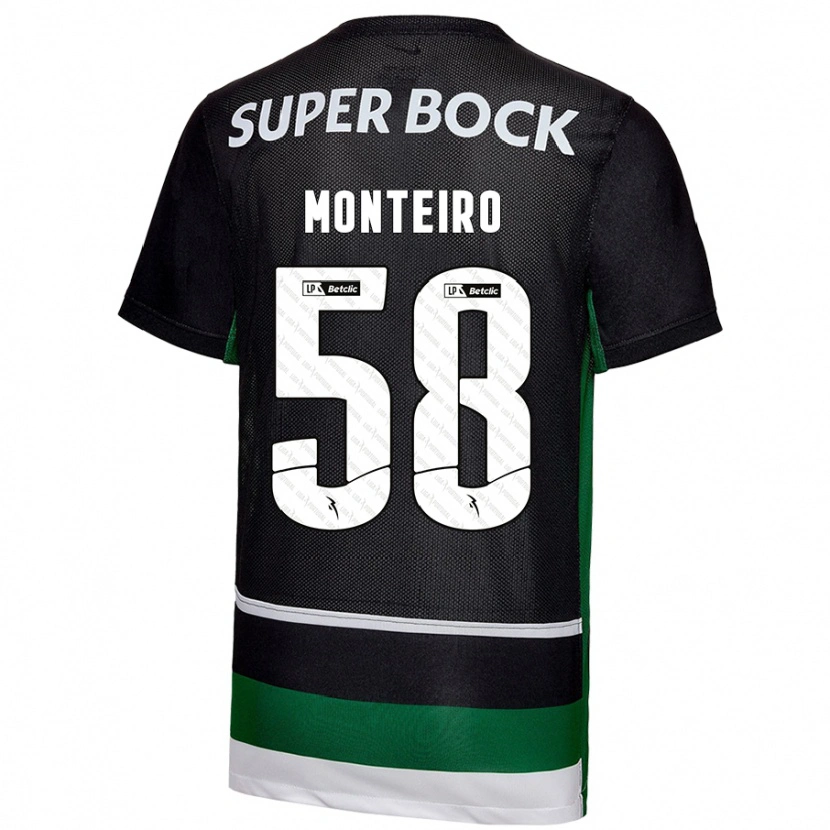 Danxen Kinderen David Monteiro #58 Zwart Wit Groen Thuisshirt Thuistenue 2024/25 T-Shirt