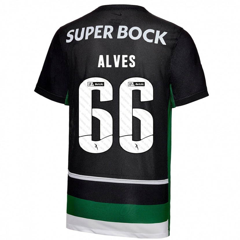 Danxen Kinderen Miguel Alves #66 Zwart Wit Groen Thuisshirt Thuistenue 2024/25 T-Shirt
