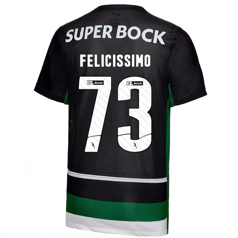 Danxen Kinderen Eduardo Felicíssimo #73 Zwart Wit Groen Thuisshirt Thuistenue 2024/25 T-Shirt