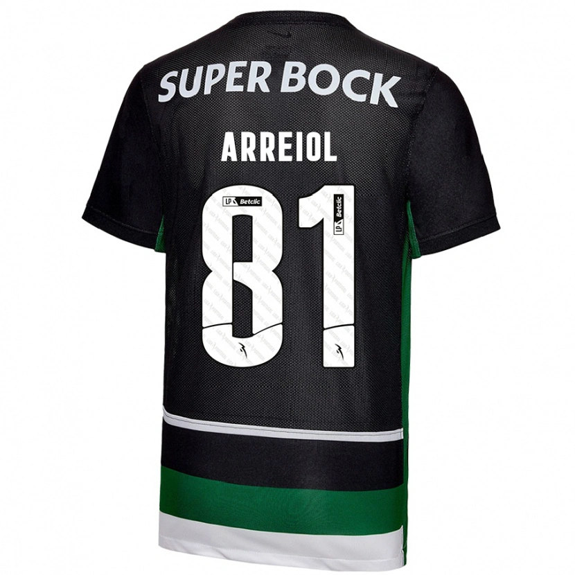 Danxen Kinderen Henrique Arreiol #81 Zwart Wit Groen Thuisshirt Thuistenue 2024/25 T-Shirt