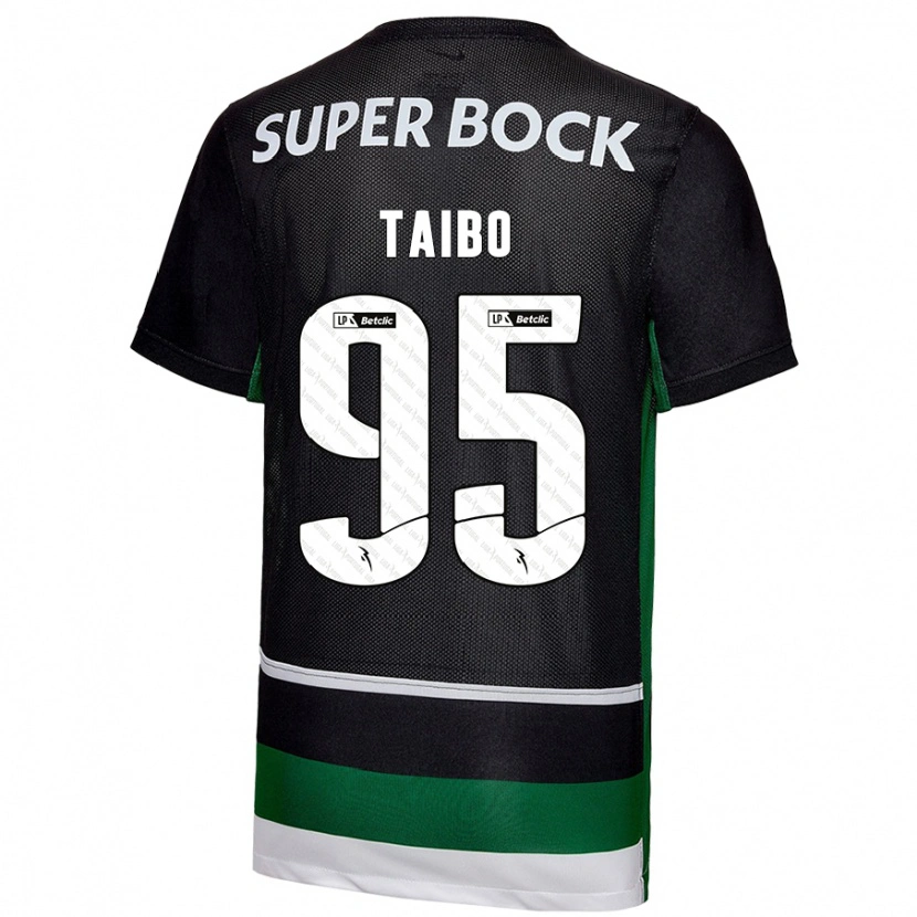 Danxen Kinderen Lucas Taibo #95 Zwart Wit Groen Thuisshirt Thuistenue 2024/25 T-Shirt