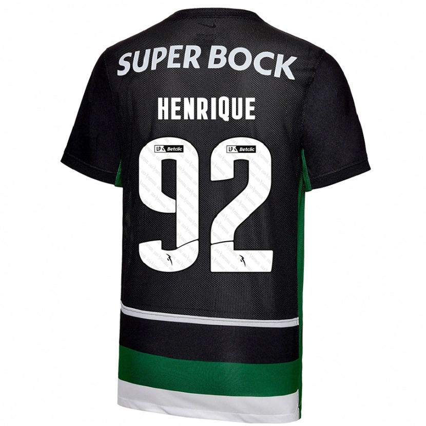 Danxen Kinderen Eduardo Henrique #92 Zwart Wit Groen Thuisshirt Thuistenue 2024/25 T-Shirt