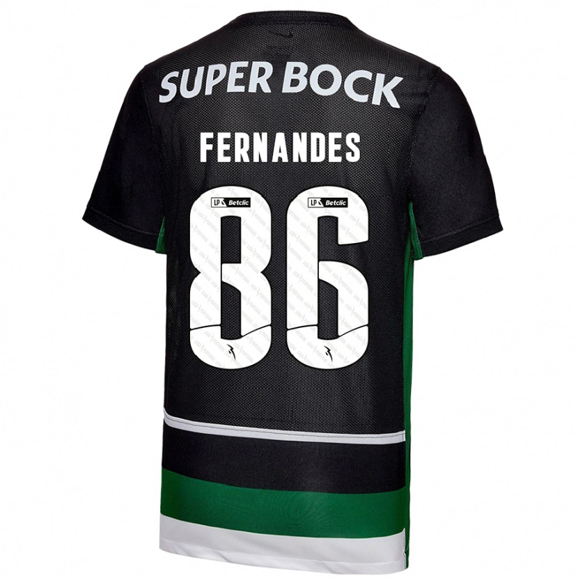 Danxen Kinderen Emanuel Fernandes #86 Zwart Wit Groen Thuisshirt Thuistenue 2024/25 T-Shirt