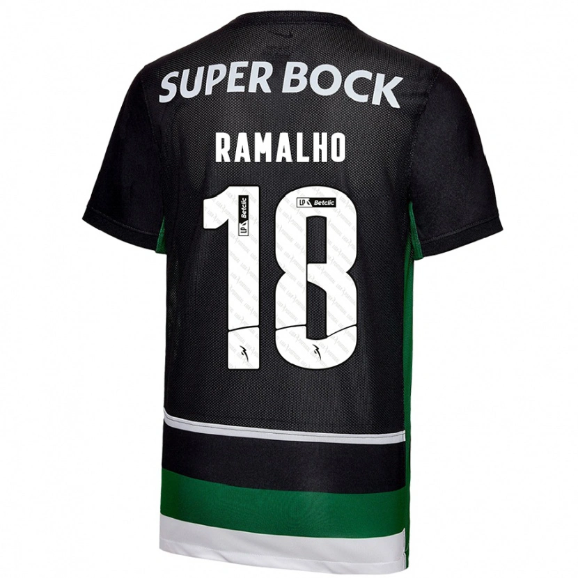 Danxen Kinderen Inês Filipa Ramalho Gonçalves #18 Zwart Wit Groen Thuisshirt Thuistenue 2024/25 T-Shirt