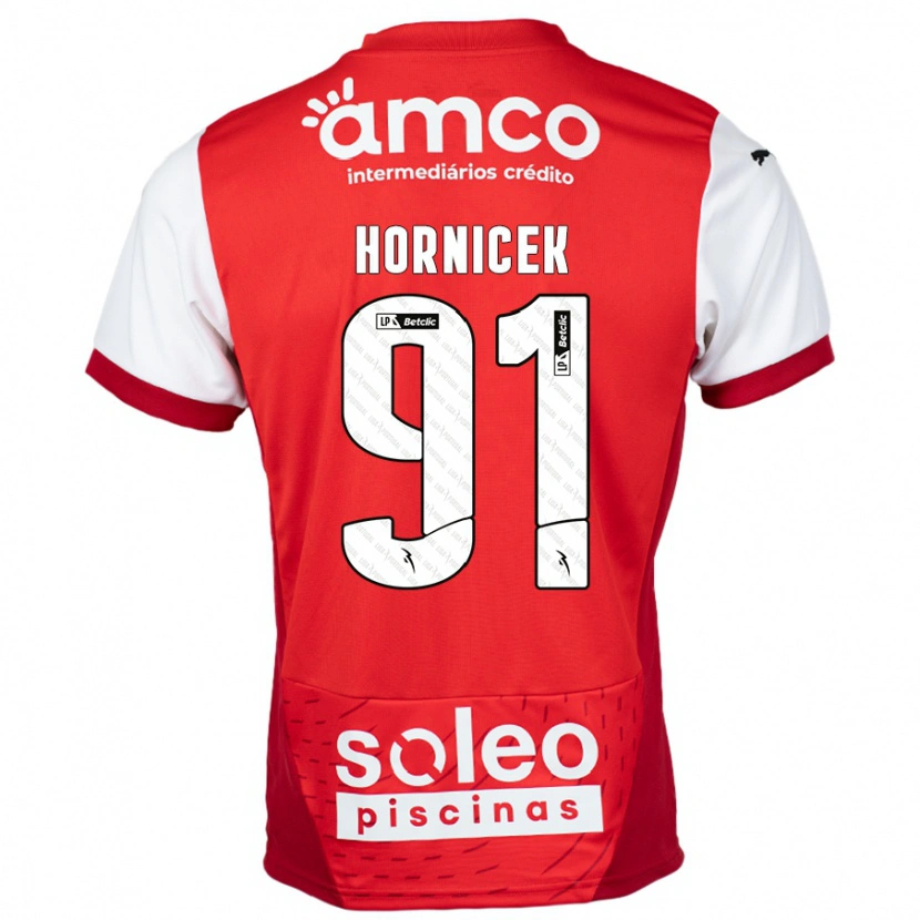 Danxen Kinderen Lukas Hornicek #91 Rood Wit Thuisshirt Thuistenue 2024/25 T-Shirt