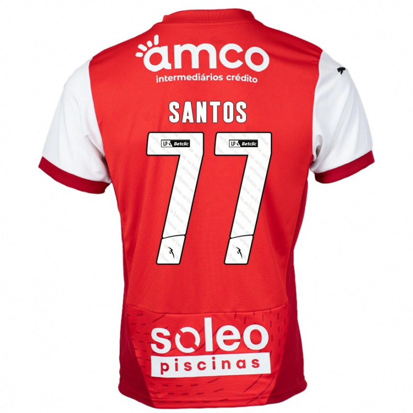 Danxen Kinderen Edu Santos #77 Rood Wit Thuisshirt Thuistenue 2024/25 T-Shirt