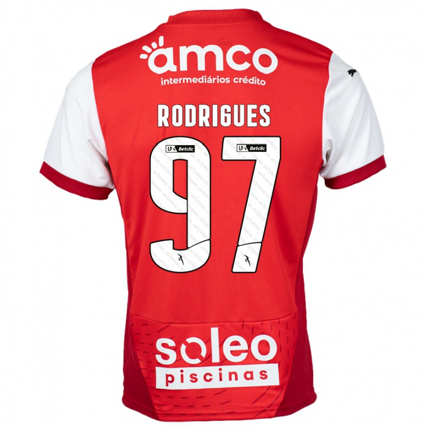 Danxen Kinderen Dinis Rodrigues #97 Rood Wit Thuisshirt Thuistenue 2024/25 T-Shirt