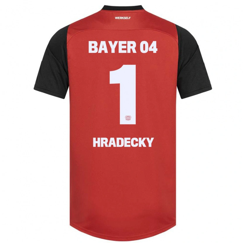Danxen Kinderen Lukas Hradecky #1 Rood Zwart Thuisshirt Thuistenue 2024/25 T-Shirt