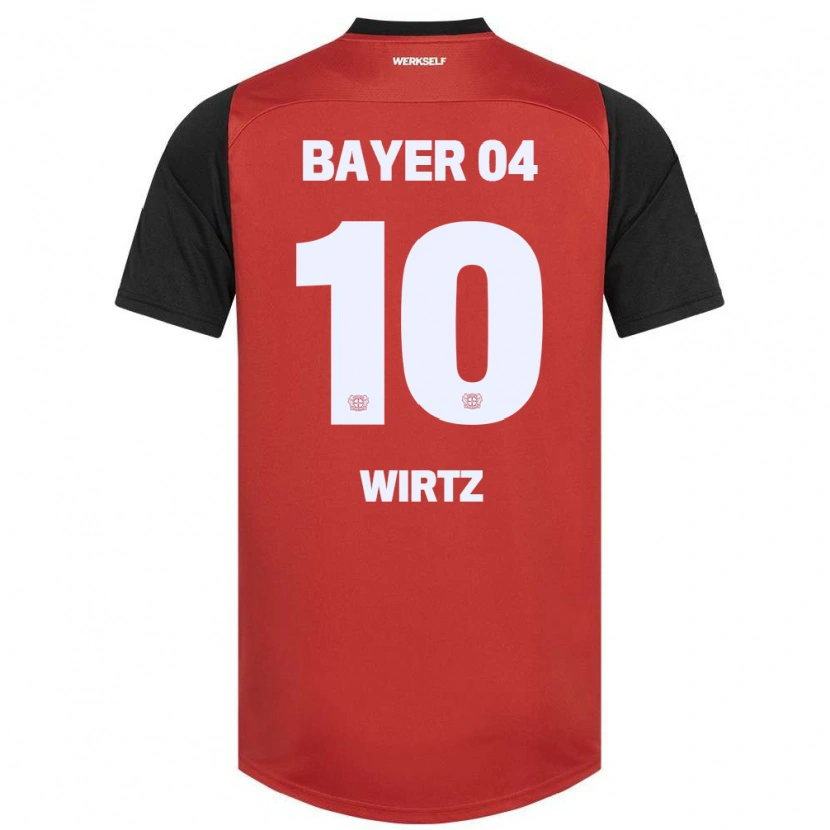 Danxen Kinderen Florian Wirtz #10 Rood Zwart Thuisshirt Thuistenue 2024/25 T-Shirt