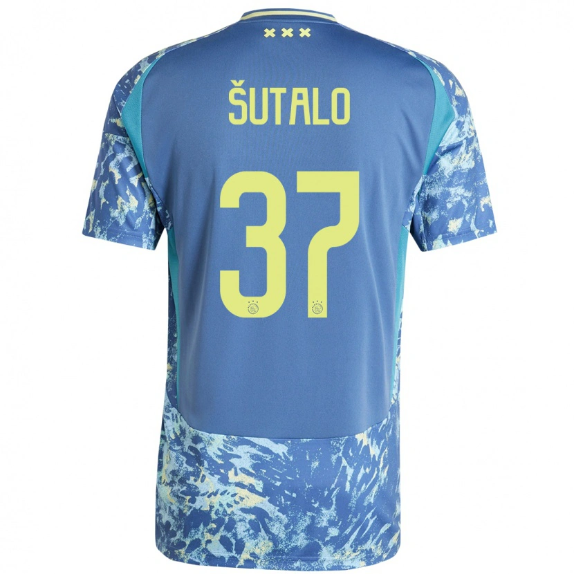 Danxen Kinderen Josip Sutalo #37 Grijs Blauw Geel Uitshirt Uittenue 2024/25 T-Shirt