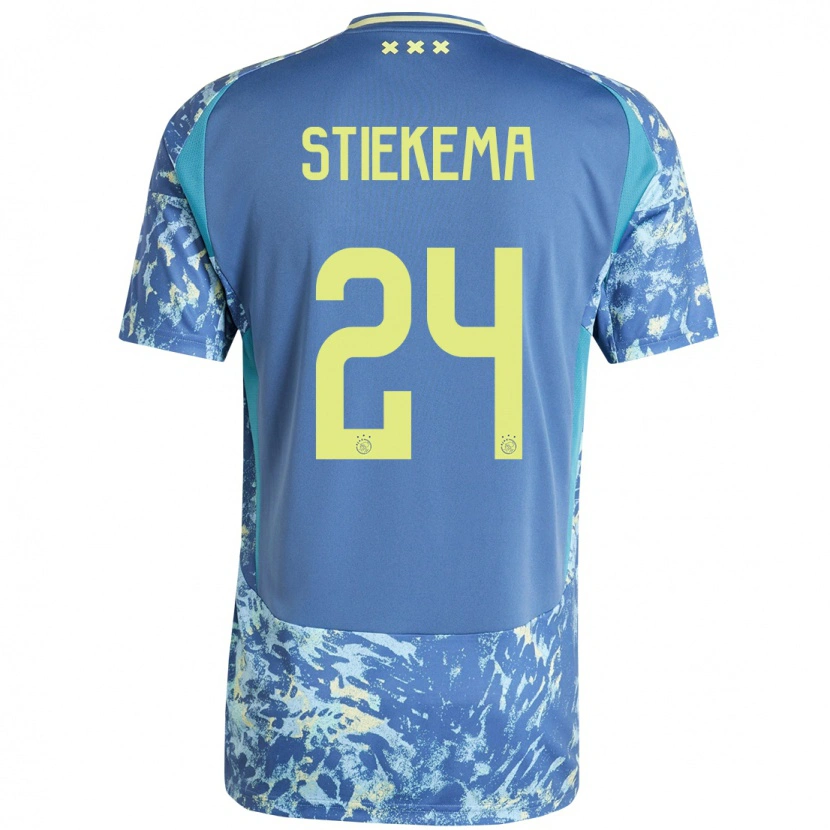 Danxen Kinderen Iris Stiekema #24 Grijs Blauw Geel Uitshirt Uittenue 2024/25 T-Shirt