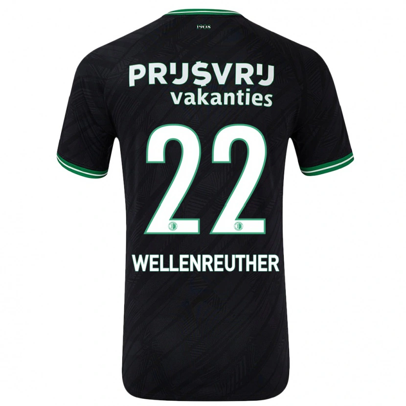 Danxen Kinderen Timon Wellenreuther #22 Zwart Groen Uitshirt Uittenue 2024/25 T-Shirt
