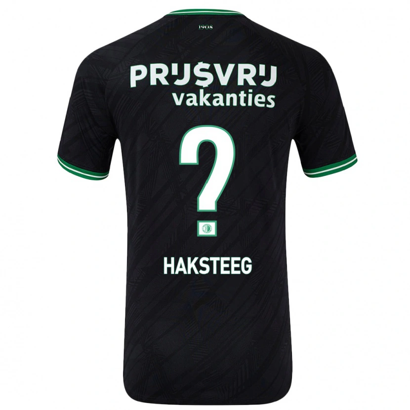 Danxen Kinderen Tim Haksteeg #0 Zwart Groen Uitshirt Uittenue 2024/25 T-Shirt