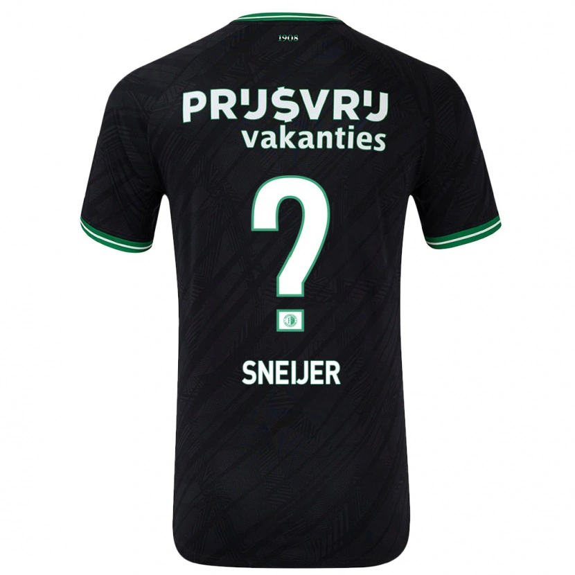 Danxen Kinderen Zino Sneijer #0 Zwart Groen Uitshirt Uittenue 2024/25 T-Shirt