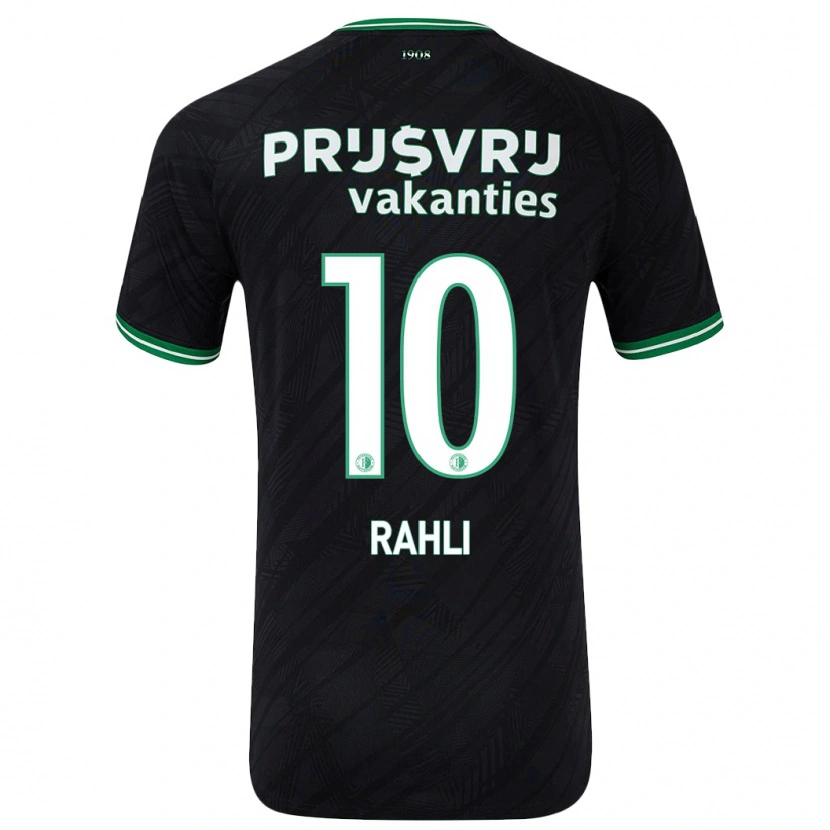Danxen Kinderen Khalid Rahli #10 Zwart Groen Uitshirt Uittenue 2024/25 T-Shirt