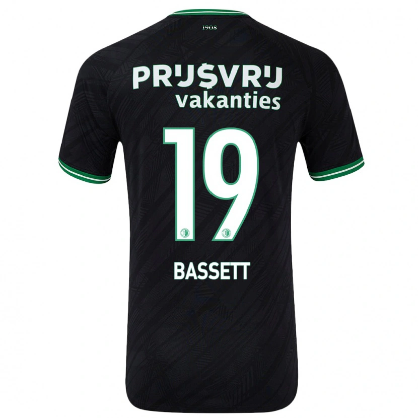 Danxen Kinderen Cole Bassett #19 Zwart Groen Uitshirt Uittenue 2024/25 T-Shirt
