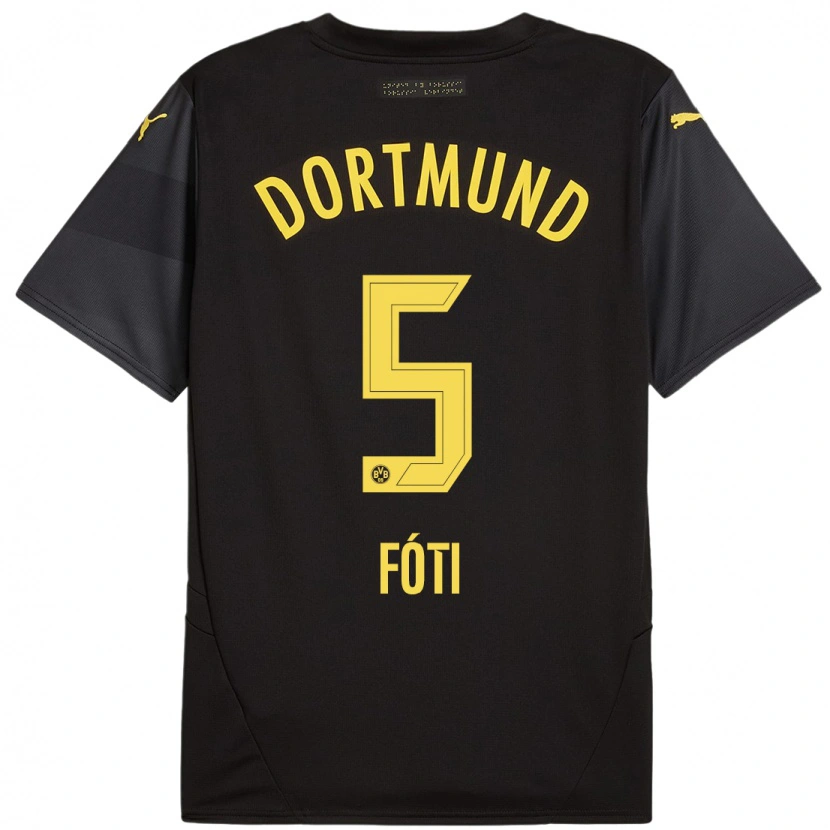 Danxen Kinderen António Fóti #5 Zwart Geel Uitshirt Uittenue 2024/25 T-Shirt
