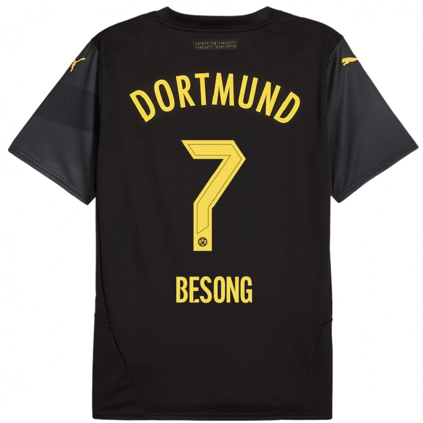 Danxen Kinderen Paul-Philipp Besong #7 Zwart Geel Uitshirt Uittenue 2024/25 T-Shirt