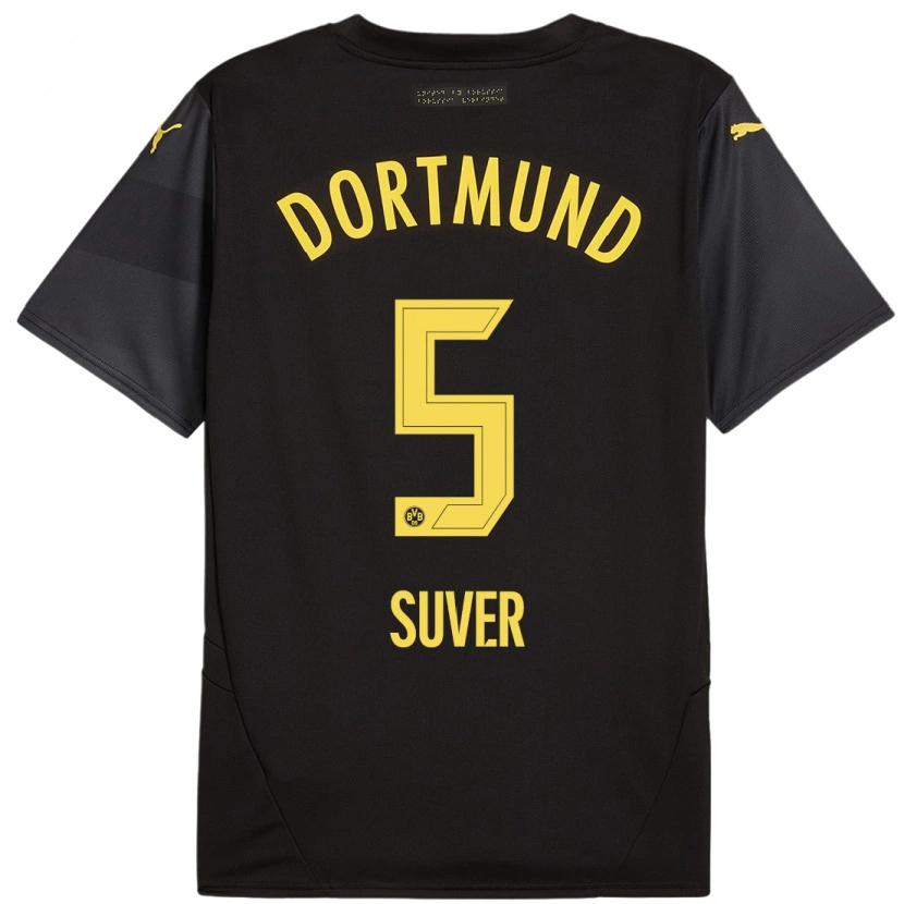 Danxen Kinderen Mario Suver #5 Zwart Geel Uitshirt Uittenue 2024/25 T-Shirt