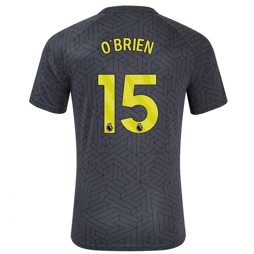 Danxen Kinderen Jake O'brien #15 Zwart Geel Uitshirt Uittenue 2024/25 T-Shirt