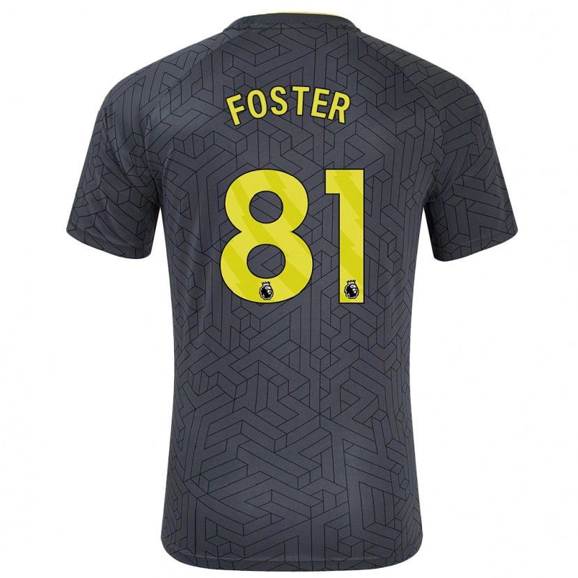 Danxen Kinderen Harvey Foster #81 Zwart Geel Uitshirt Uittenue 2024/25 T-Shirt