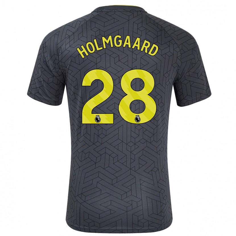 Danxen Kinderen Karen Holmgaard #28 Zwart Geel Uitshirt Uittenue 2024/25 T-Shirt
