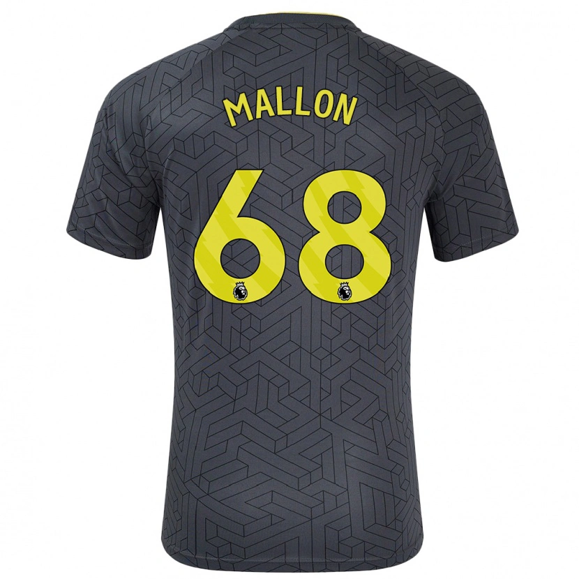 Danxen Kinderen Mathew Mallon #68 Zwart Geel Uitshirt Uittenue 2024/25 T-Shirt