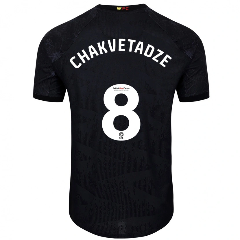 Danxen Kinderen Giorgi Chakvetadze #8 Zwart Wit Uitshirt Uittenue 2024/25 T-Shirt