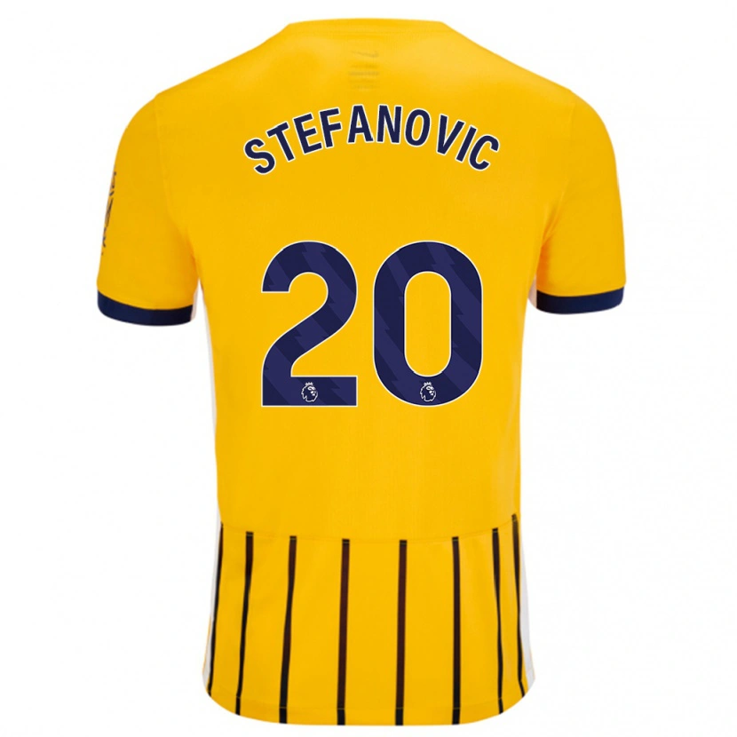 Danxen Kinderen Dejana Stefanović #20 Goud Blauw Krijtstrepen Uitshirt Uittenue 2024/25 T-Shirt