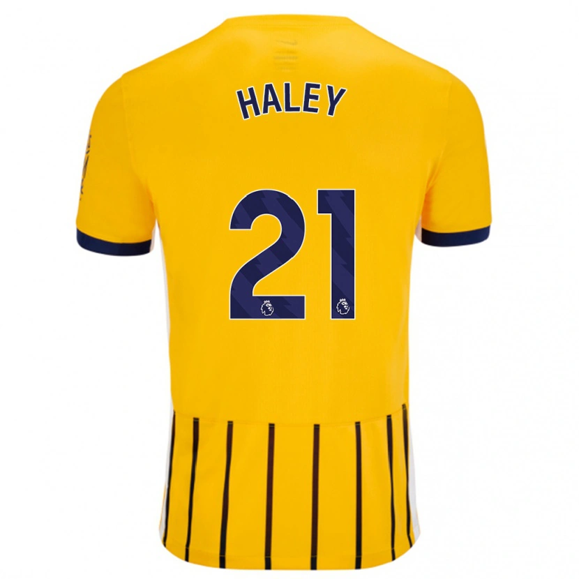 Danxen Kinderen Madison Haley #21 Goud Blauw Krijtstrepen Uitshirt Uittenue 2024/25 T-Shirt