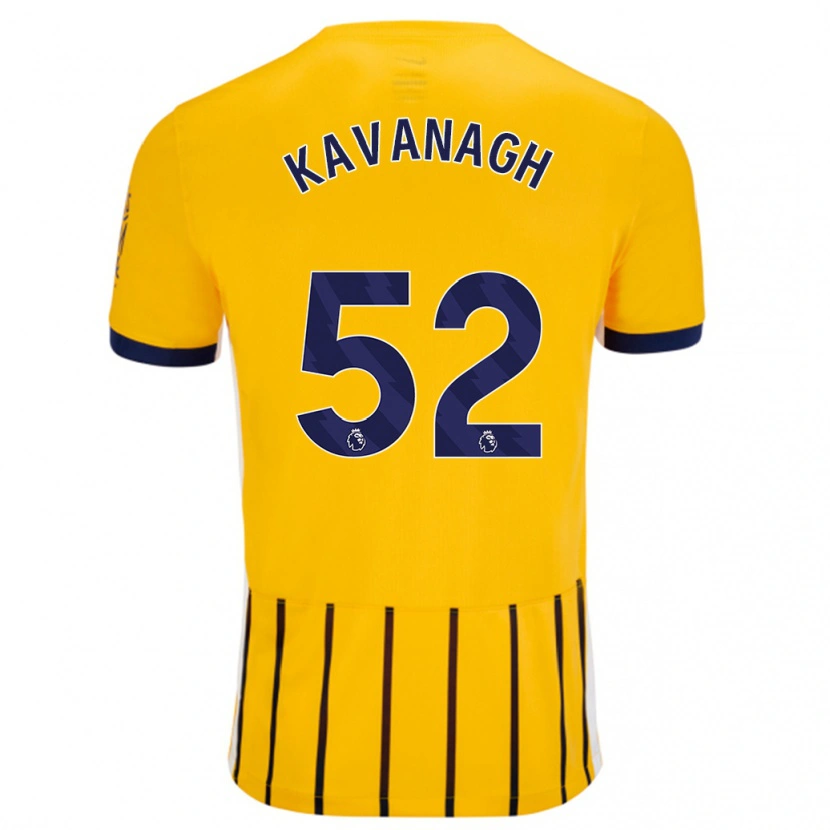 Danxen Kinderen Leigh Kavanagh #52 Goud Blauw Krijtstrepen Uitshirt Uittenue 2024/25 T-Shirt