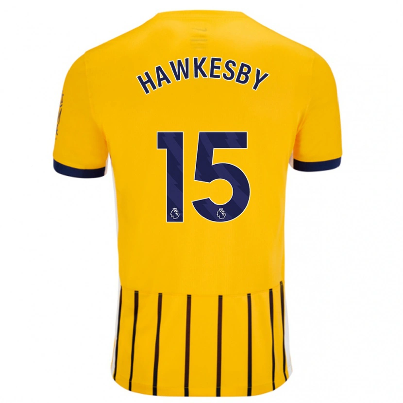 Danxen Kinderen Mackenzie Hawkesby #15 Goud Blauw Krijtstrepen Uitshirt Uittenue 2024/25 T-Shirt