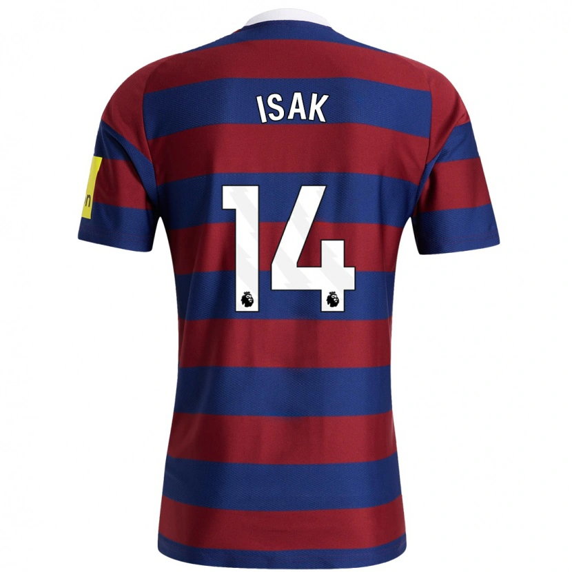 Danxen Kinderen Alexander Isak #14 Bordeauxrood Marineblauw Uitshirt Uittenue 2024/25 T-Shirt