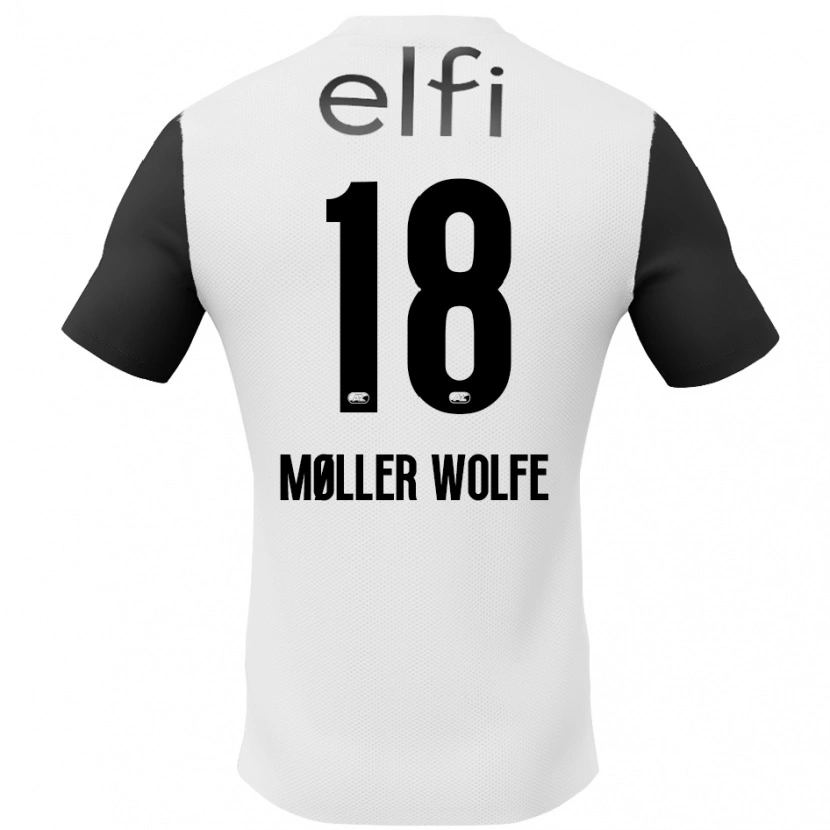 Danxen Kinderen David Møller Wolfe #18 Wit Zwart Uitshirt Uittenue 2024/25 T-Shirt