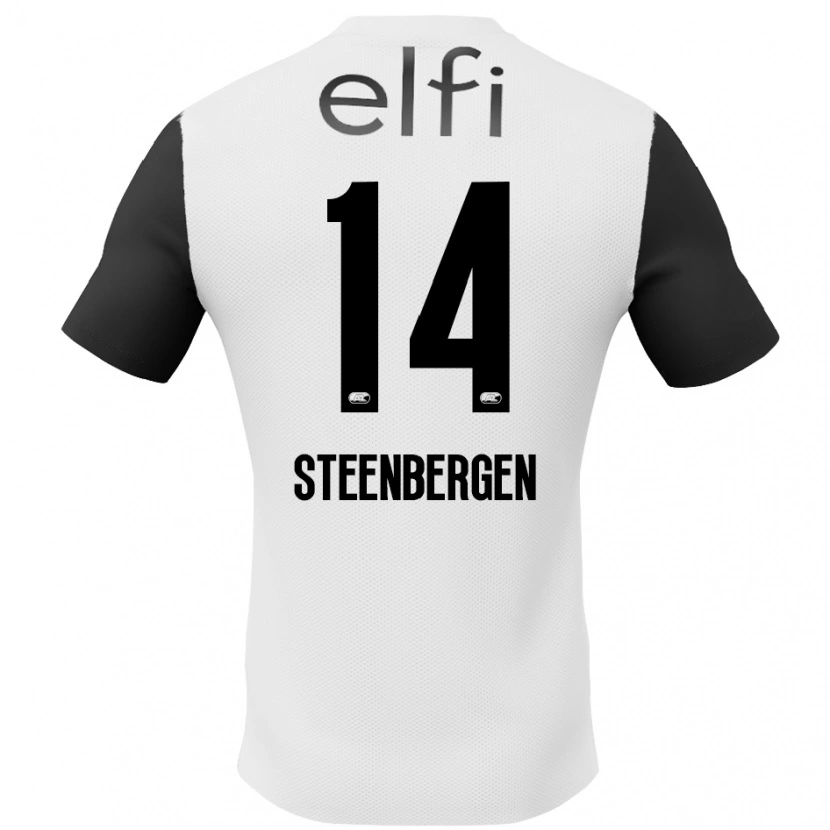 Danxen Kinderen Thom Steenbergen #14 Wit Zwart Uitshirt Uittenue 2024/25 T-Shirt