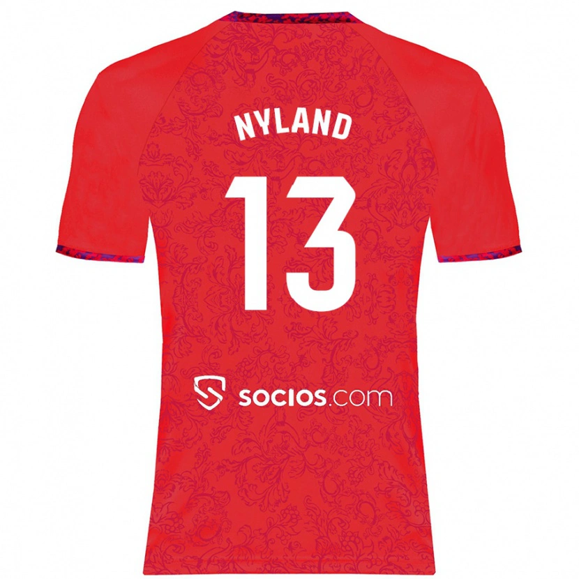 Danxen Kinderen Ørjan Nyland #13 Rood Uitshirt Uittenue 2024/25 T-Shirt
