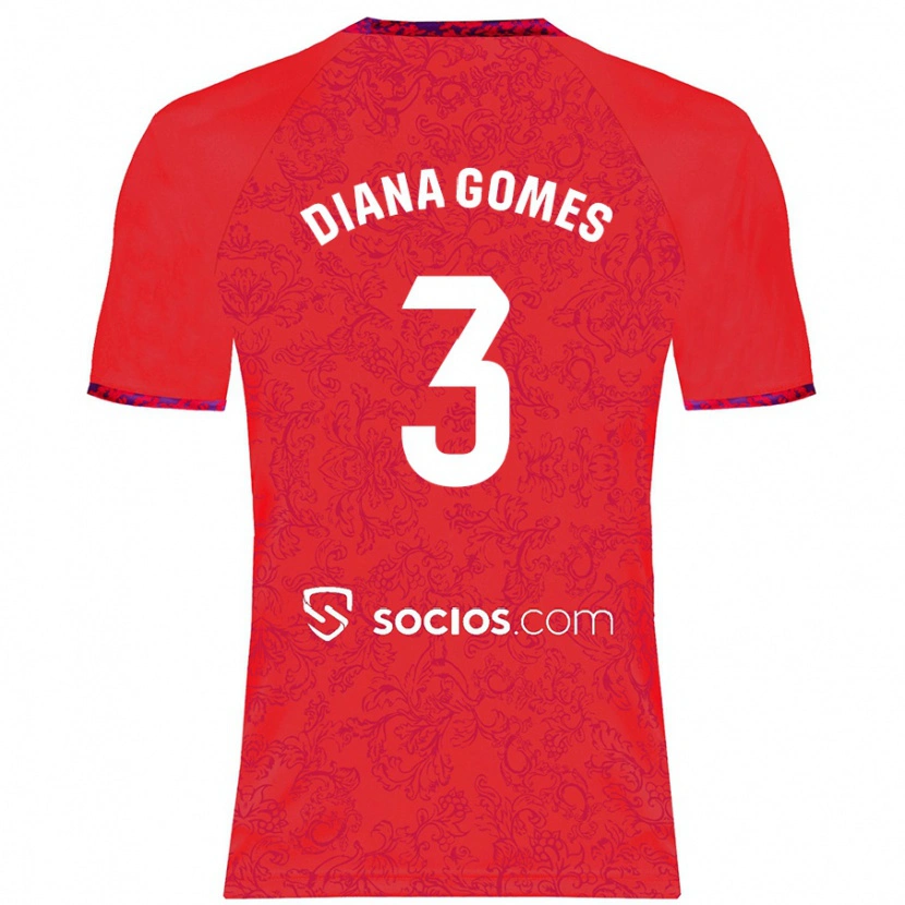 Danxen Kinderen Diana Catarina Ribeiro Gomes #3 Rood Uitshirt Uittenue 2024/25 T-Shirt